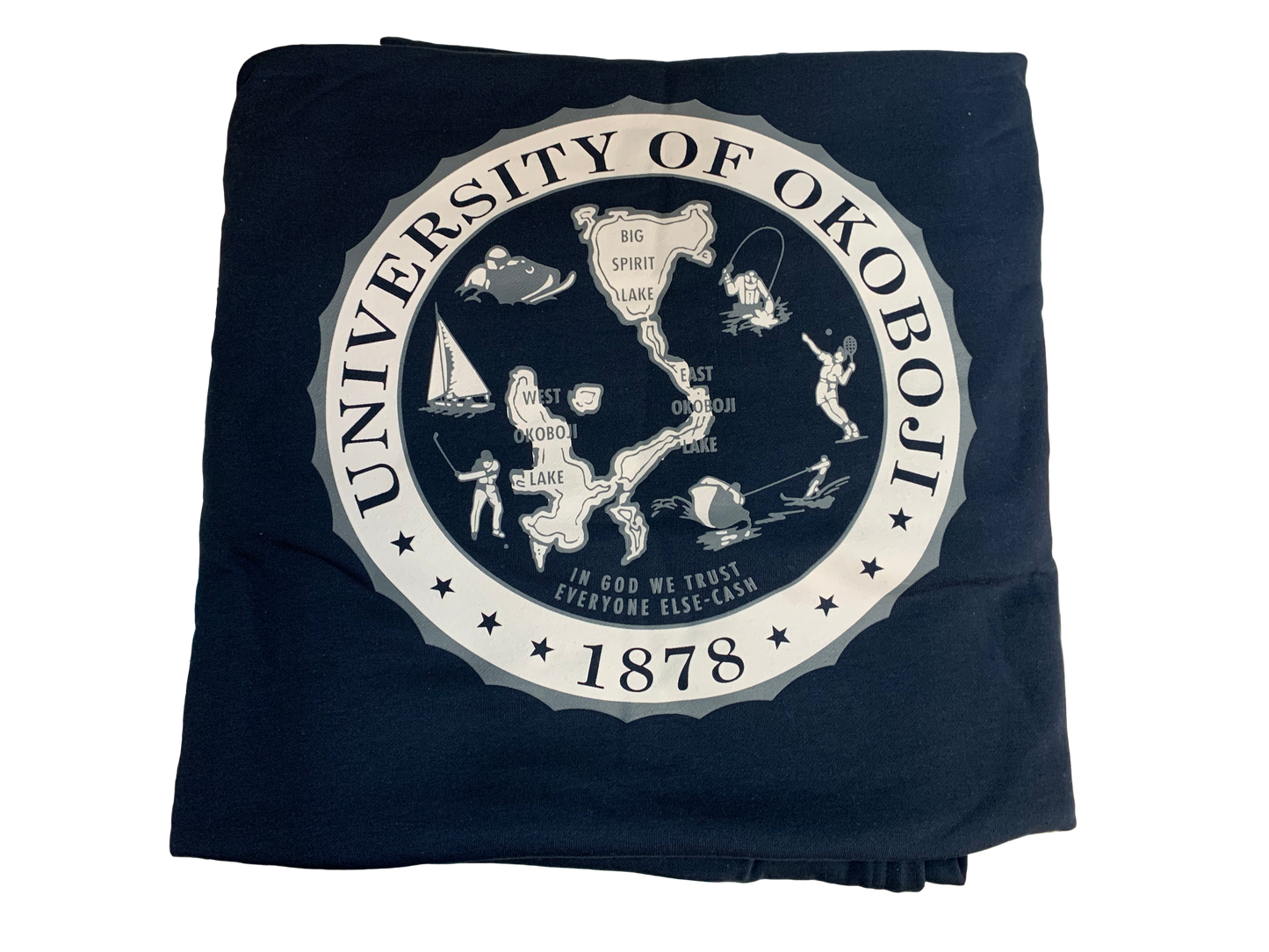 University of Okoboji Navy Sweatshirt Blanket