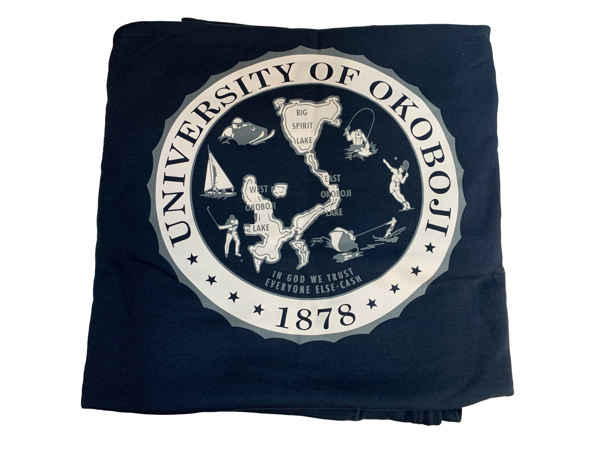 University of Okoboji Navy Sweatshirt Blanket