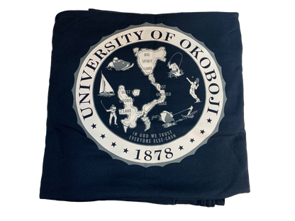 University of Okoboji Navy Sweatshirt Blanket