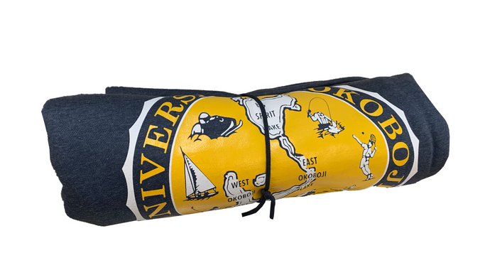 The U of O Heathered Navy Grey & Gold Sweatshirt Blanket