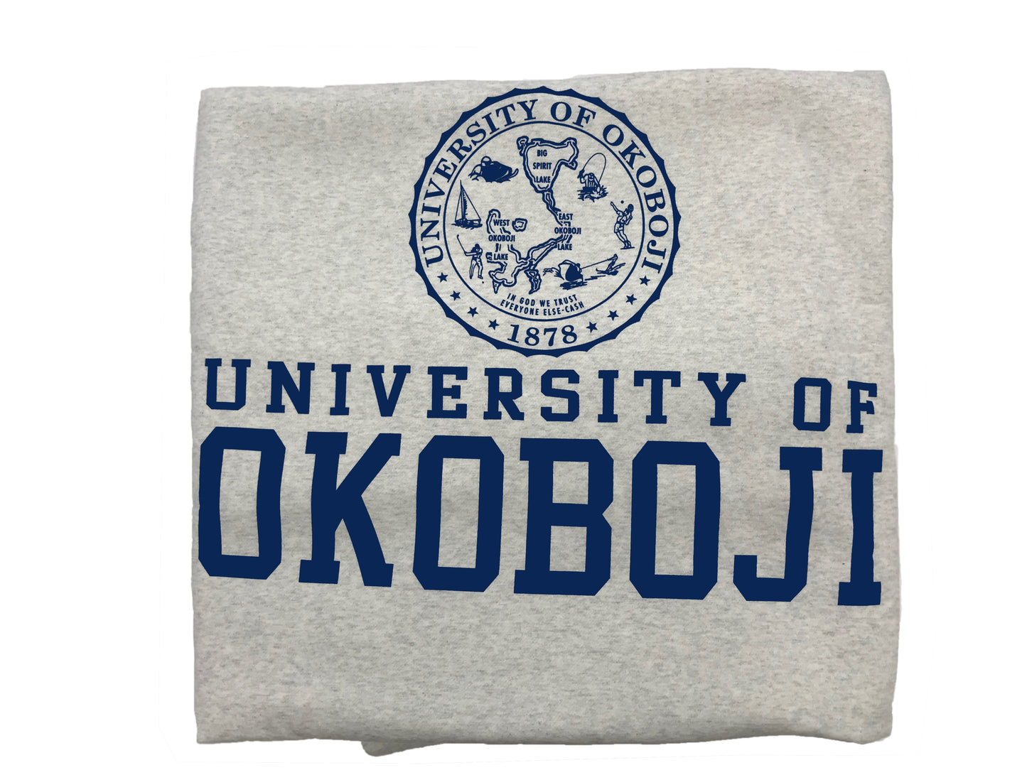 Light Oatmeal with Navy Sweatshirt Blanket
