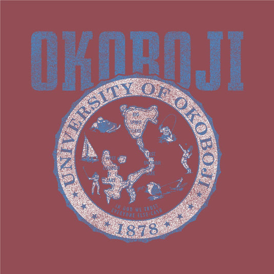 School Crest University of Okoboji Long-Sleeve Tee - Cayenne