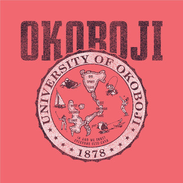 School Crest University of Okoboji Tank - Coral Crazy