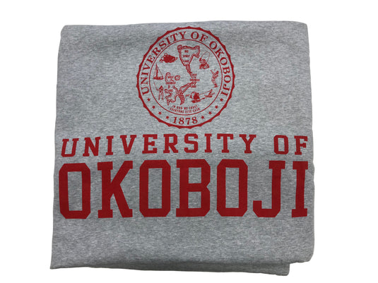 The U of O Gray Sweatshirt Blanket (Red Lettering)