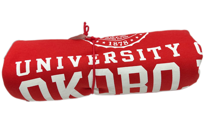 The U of O Red With White Sweatshirt Blanket
