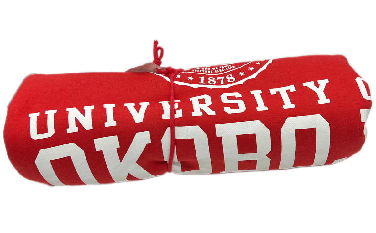 The U of O Red With White Sweatshirt Blanket