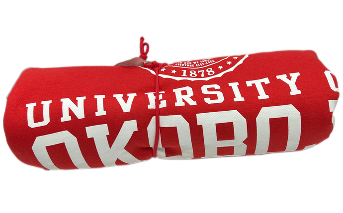 The U of O Red With White Sweatshirt Blanket