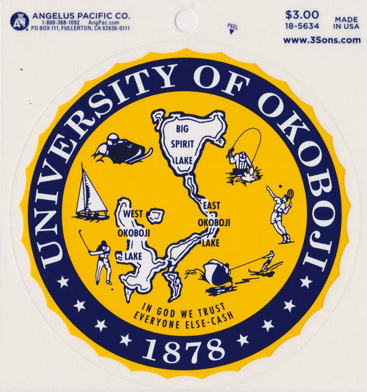 University of Okoboji Crest Sticker - Classic