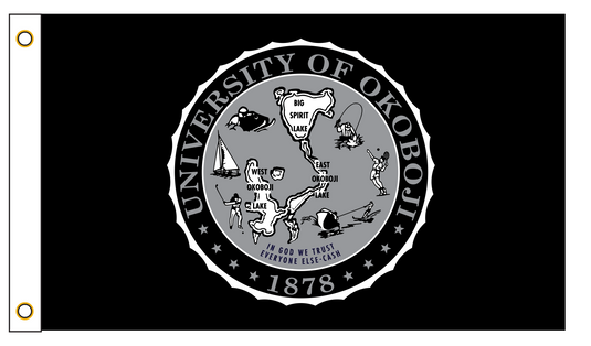 University of Okoboji Black & White Crest Flag