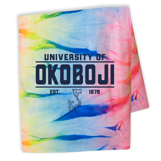 University of Okoboji Neon Tie Dye Sweatshirt Blanket