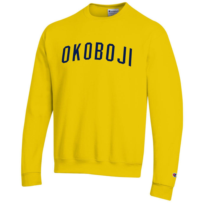 OKOBOJI Champion Eco® Fleece Crew - Navy 3D Embroidery - Yellow