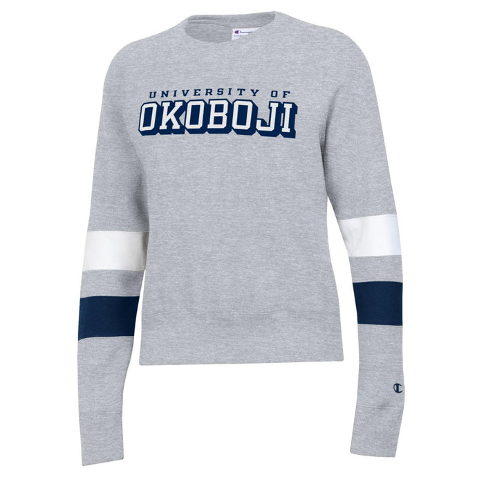 Women's U of Okoboji Super Fan Blocked Sleeve Crew