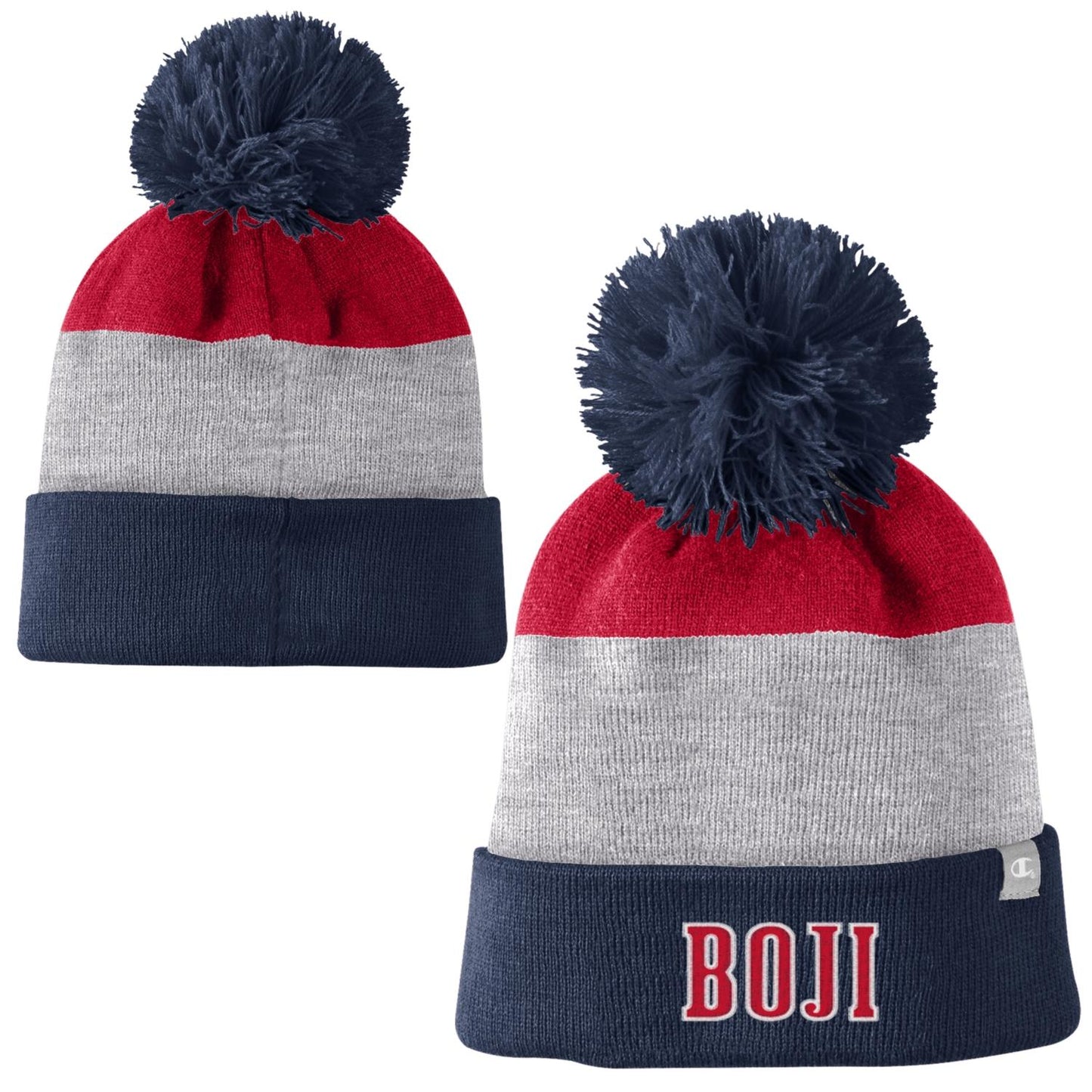 Boji 3 Color Stripe Beanie with Pom