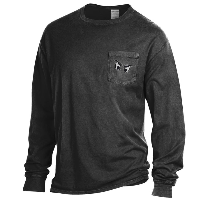 Phantoms Garment Dyed Long Sleeve Pocket Tee - Black