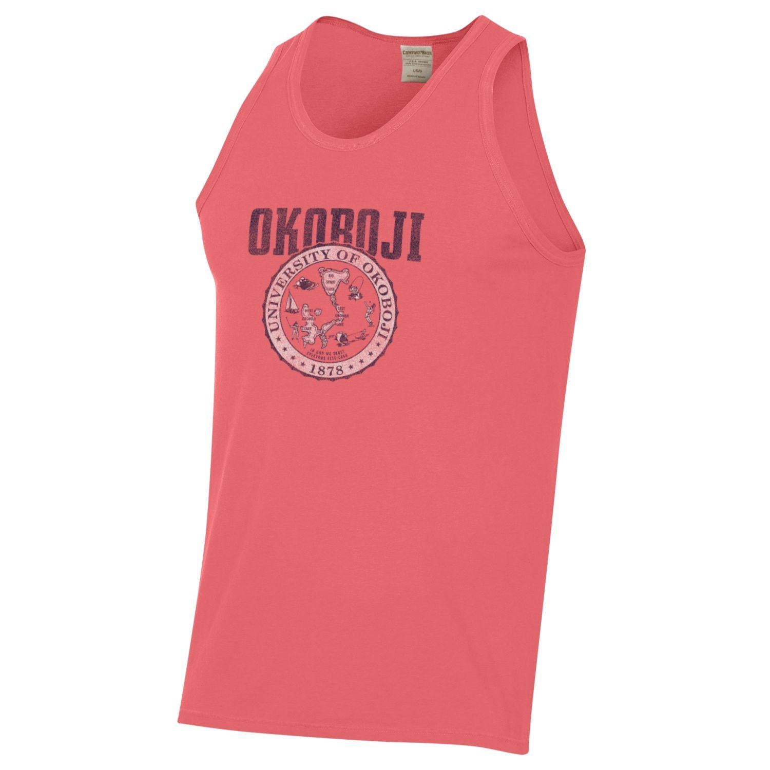 School Crest University of Okoboji Tank - Coral Crazy