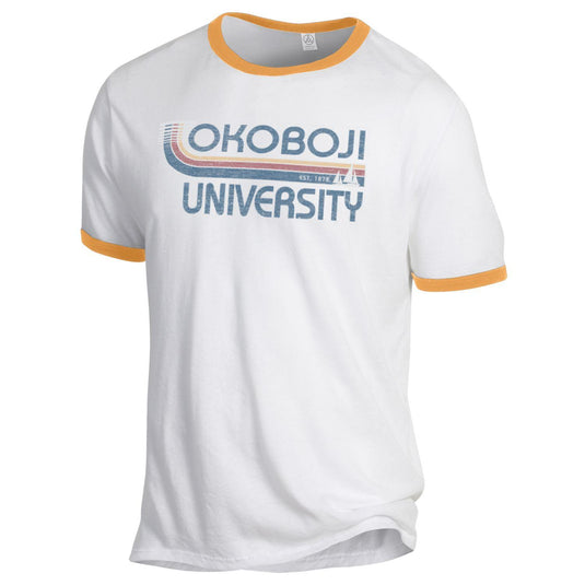 Okoboji Throwback Gold Ringer Tee