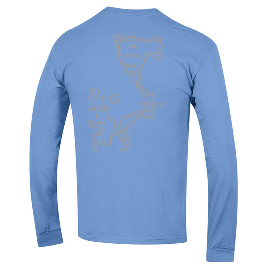 Okoboji Big Lakes Back Longsleevee Tee - Light Blue