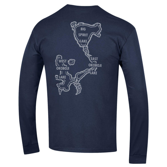 Okoboji Big Lakes Back Longsleevee Tee - Navy