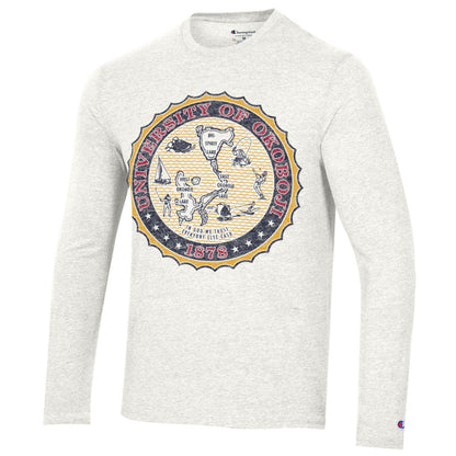 Champion Okoboji Full Color Crest Tri-Blend Long Sleeve Tee - White